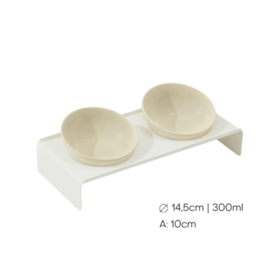 Taças Cerâmicas Suporte Duplo Branco 300ml Beige